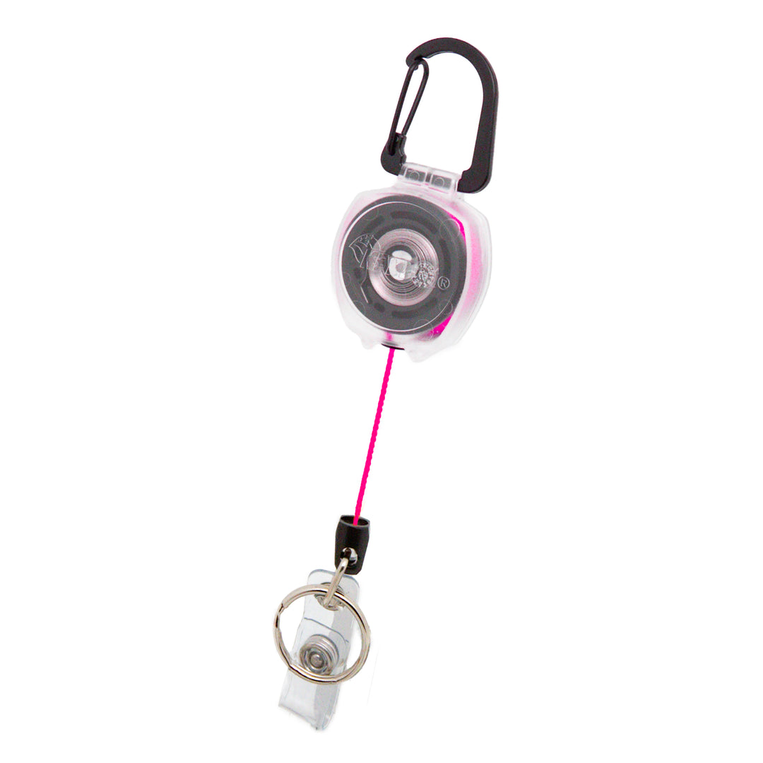 Clear Sidekick Retractable Carabiner Keychain with Color Cord and ID Badge Strap That Holds Up to 5 Keys and ID Badge