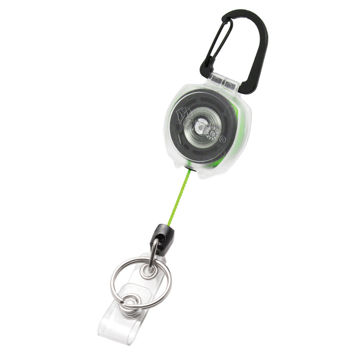 Clear Sidekick Retractable Carabiner Keychain with Color Cord and ID Badge Strap That Holds Up to 5 Keys and ID Badge