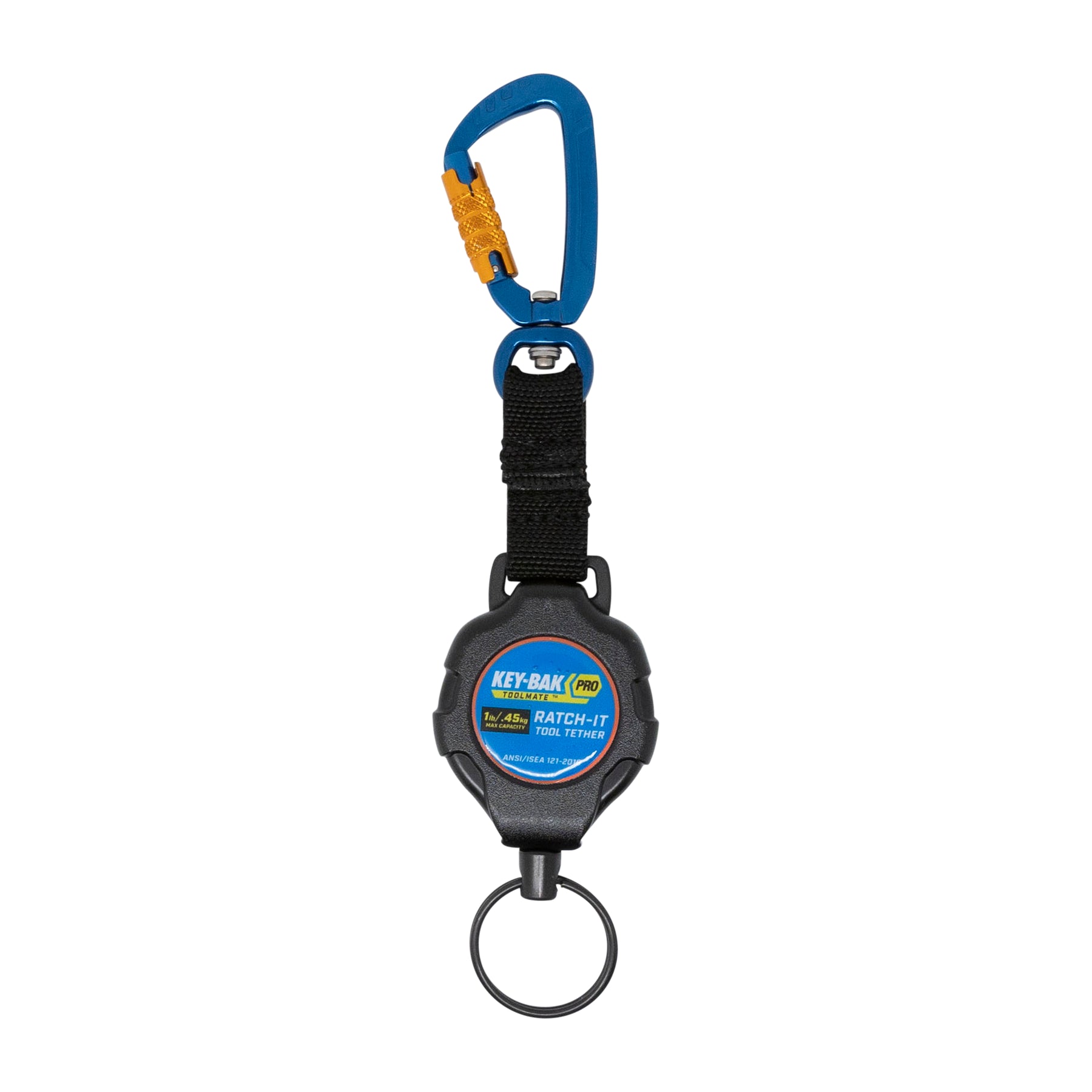 Key-Bak 0008-003 SECURIT Heavy Duty Retractable Key Chain with Carabiner  Attachment and Key Ring