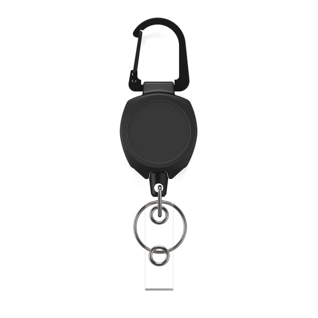 Retractable Key Reel, Heavy Duty Keychain with Carabiner, Steel Cable, Work  Keychain,Black 