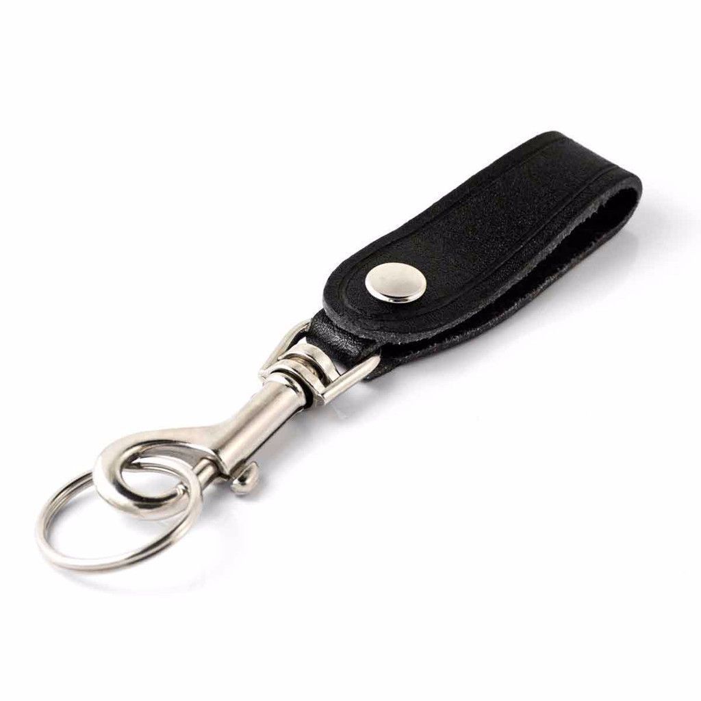 Leather Keychain w/Trigger Snap - (Natural) - Nickel Hardware - Flat Key  Ring