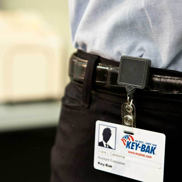 Key-Bak MINI-BAK Black ID Badge Holder with Swivel Bulldog Belt Clip, ID Strap, and 36 Retractable Cord 0067-006