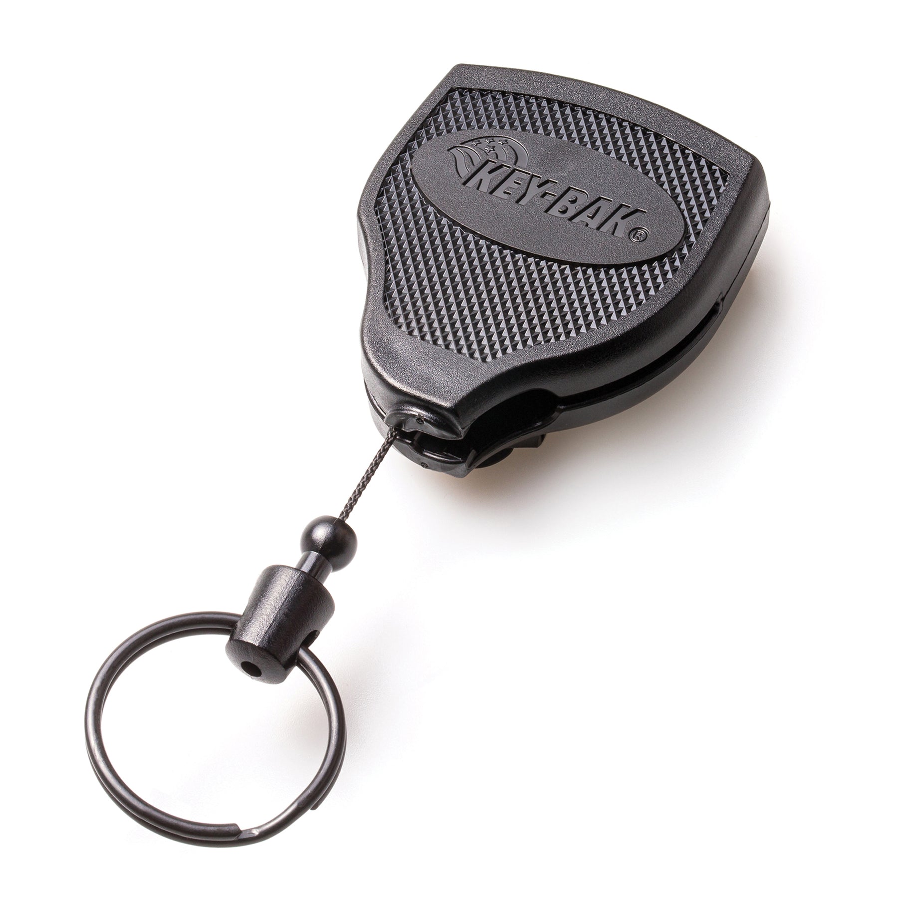 Key Bak Super Hd 8Oz Locking Retractable Keychain 48 Stainless Steel Cable, Black